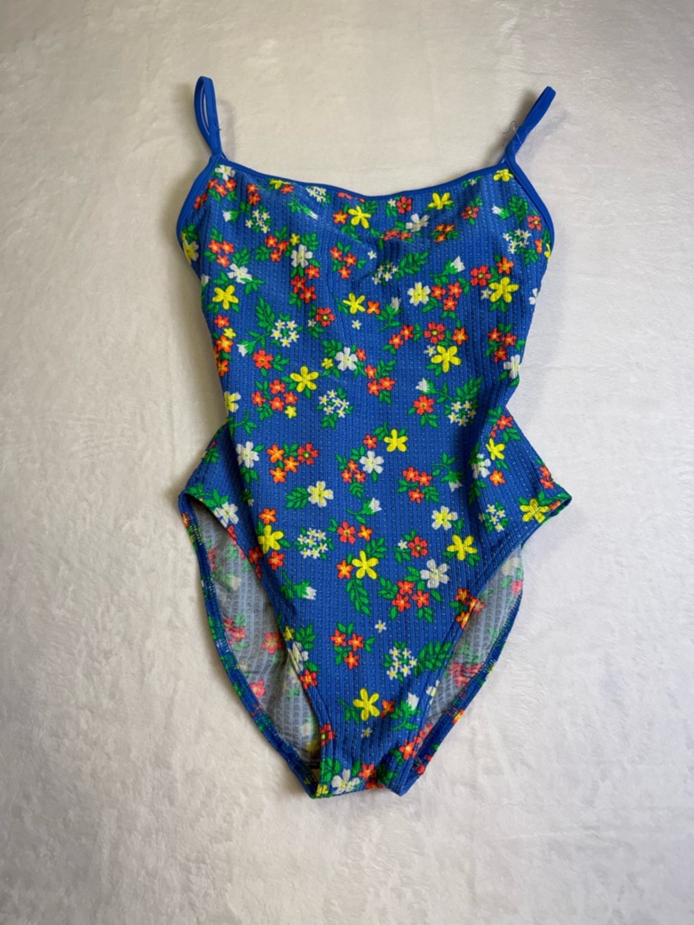 Baltex One Piece‎ Swimsuit Women 8 Blue Good Floral Cup Support Tank